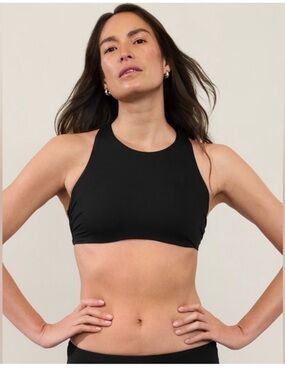 Athleta Black Maldives High-Neck Racerback Sports Bra 36B/C
